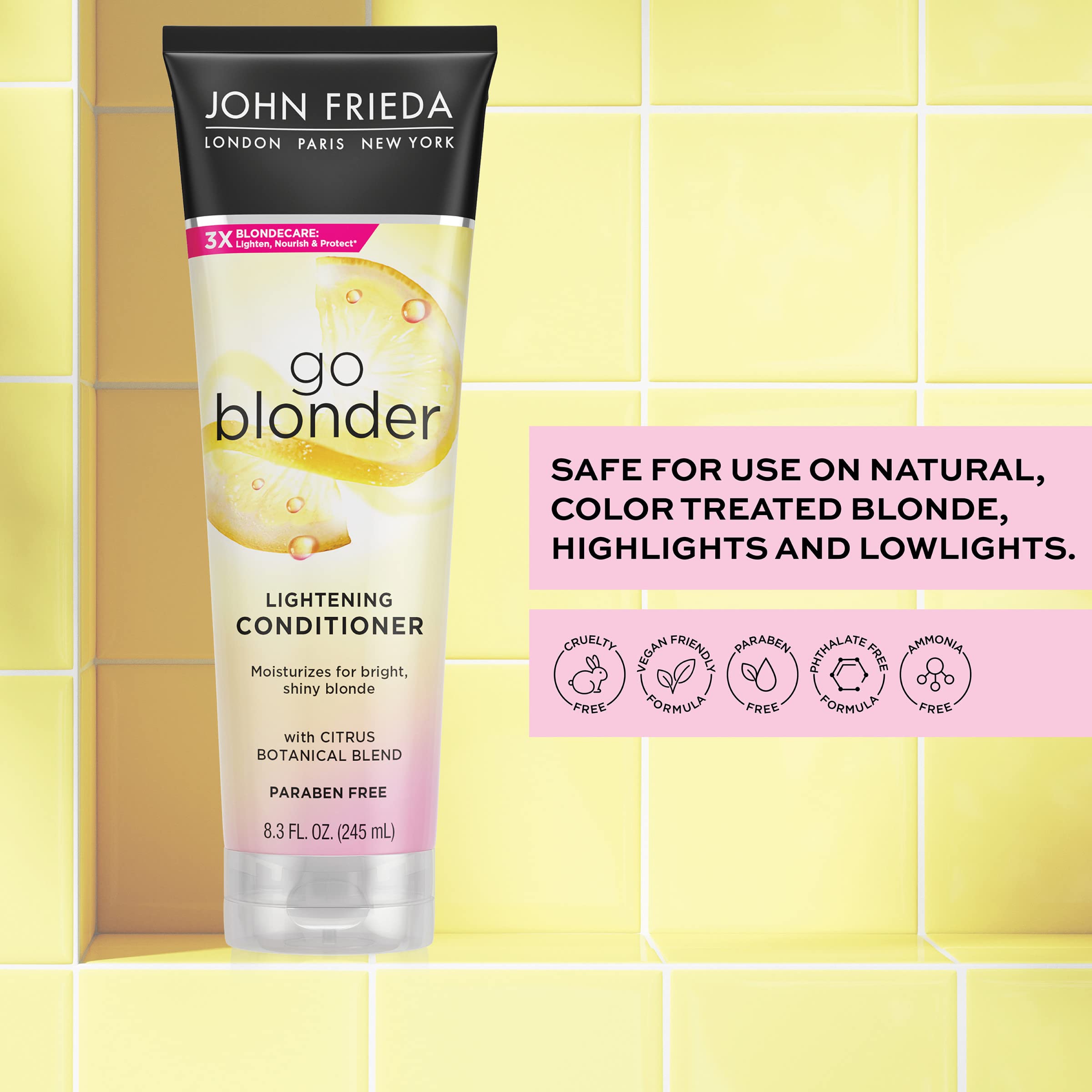 John Frieda Sheer Blonde Go Blonder Conditioner, Gradual Lightening Conditioner, 8.3 oz, with Citrus and Chamomile, featuring our BlondMend Technology