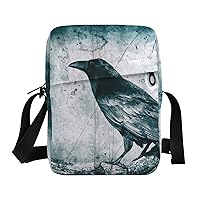 Raven Messenger Bag for Women Men Crossbody Shoulder Bag Crossbody Purse Bag Casual Small Shoulder Bags with Adjustable Strap for Teen Girls