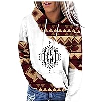 Native American Clothing for Women Vintage Aztec Western Hoodies Ethnic Style Geometric Print Long Sleeve Pullover Sweatshirt
