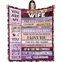 Anniversary Birthday Gift for Her Wife Gifts from Husband Romantic I Love You Weeding Gift for Women to My Wife Blanket for Valentines Mothers Day Christmas (80x60in, Wife Gifts)