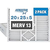 Aerostar 20x25x5 Air Filter MERV 13, Furnace Filters AC HVAC Replacement for Honeywell FC100A1037, Lennox X6673, Carrier EXPXXFIL0020, Bryant, and Payne (2 Pack) (Actual Size: 19.88