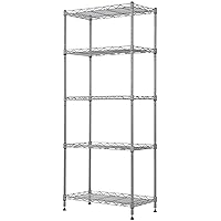 REGILLER 5-Wire Shelving Metal Storage Rack Adjustable Shelves, Standing Storage Shelf Units for Laundry Bathroom Kitchen Pantry Closet (Silver, 21.2L x 11.8W x 53.5H)