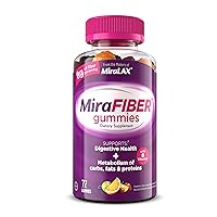 MiraLAX: MiraFIBER Gummies, 8g of Daily Prebiotic Fiber with B Vitamins to Support Digestive Health and Metabolism, Fruit Flavored Fiber Gummies, 72 Count