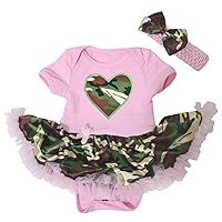 Petitebella Camouflage Heart Light Pink Bodysuit Camouflage Baby Dress Nb-18m