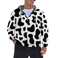 Cow Animal Pattern Men's Full Zip Hoodies Heavyweight Sweatshirt Fleece Warm Jacket