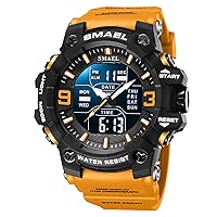 SMAEL 8049 Sports Watch Waterproof Men Digital Watch Mens Digital Watches（Orange）