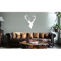 Deer Buck Head Hunting Vinyl Wall Mural Decal Home Decor Sticker (White)