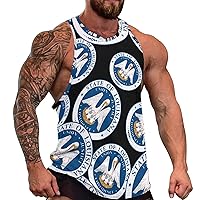 Louisiana State Seal Men's Workout Tank Top Casual Sleeveless T-Shirt Tees Soft Gym Vest for Indoor Outdoor