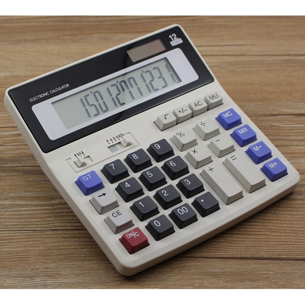 ECOiNVA Calculator Office Basic Financial Calculator with 12 Digit LCD Display Solar and Battery Dual Power (Financial)