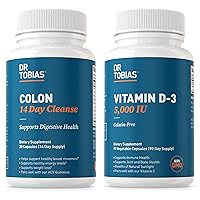 Dr. Tobias Colon 14 Day Cleanse and Vitamin D3 5000 IU Support Overall Health, Immune System and Digestive System. Non-GMO Gut Cleanse and Vitamin for Men & Women.