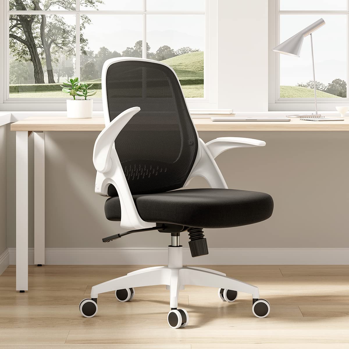 Mua Hbada Home Office Chair Work Desk Chair Comfort Ergonomic Swivel  Computer Chair with Flip-up Arms and Adjustable Height, White trên Amazon  Mỹ chính hãng 2023 | Fado