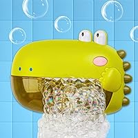 Tiyol Bubble Machine Bath Toys, Automatic Bubble Maker for Toddlers, Both Music/Silence Mode, Fun Bathtub Water Play Birthday Gift for Young Baby Kids Boy Girl (Green Dinosaur)
