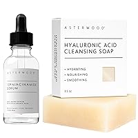 ASTERWOOD Niacinamide Serum 1 oz + Hyaluronic Acid Cleansing Face Soap 3.5 oz