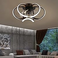 Ceiling Fans, Mute Fan with Ceiling Light Small Fan Lighting 3 Speeds Bedroom Led Ceiling Fan Light and Remote Control Modern Living Room Quiet Fan Ceiling Light with Timer/Black