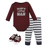 Hudson Baby Unisex Baby Unisex Baby Cotton Bodysuit, Pant and Shoe Set, Boy Daddy, 0-3 Months