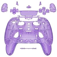Full Set Housing Shell Buttons Touchpad Compatible with ps5 Edge Controller, Clear Atomic Purple Replacement Decorative Trim Shell Front Back Plates Compatible with ps5 Edge Controller