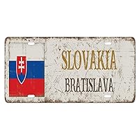 Slovakia Front License Plate Cover Slovakia National Flag Bratislava City License Plate Country Souvenir Gift Aluminum Novelty License Plate 6X12Inch Birthday Gift to Mom Dad