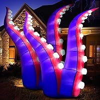 6FT Halloween Inflatables Decorations Octopus Tentacles 2pcs with 36 Built-in LED Lights, Blow Up Holiday Yard Decoration for Halloween Party Outdoor, Yard, Garden, Lawn Décor