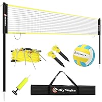 Portable Professional Volleyball Net with Iron Adjustable Height Poles, Durable Heavy Duty Volleyball Net Sets System with Easy-Tight Tensioner, Scoring Clamps for Park, Beach, Lawn