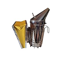 BEEWELL Stainless Steel Honey Colored Bee Hive Smoker with Full Heat Shield, Hook for Hanging and Riveted Top Opener for Safe and Easy Use! Plus 1 Year Warranty! Beekeeping Equipment BEEWELL