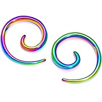 Body Candy 2Pc 6 Gauge Anodized Titanium 316L Steel Micro Spiral Taper Set Tapered Ear Gauges Ear Stretching Kit 4mm