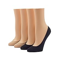 HUE Women's Hidden Sock Liners, 4 Pair Pack