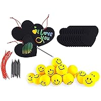 Neliblu Stress Balls for Kids and Adults - Stress Smile Balls Valentines Day Decoration Scratch Art Paper Crafts Kit Bulk Pack of Scratch Hearts with Magic Rainbow Colors