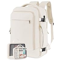 INC Carry on Travel Backpack for Women, Flight Approved 40L Personal Item Backpack with 2 Packing Cubes, Anti-theft Travel Bag Bookbag for Weekender, College,Beige