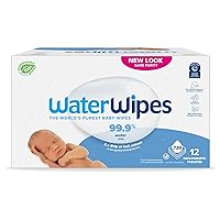 WaterWipes Biodegradable Original Baby Wipes, 99.9% Water Based Wipes, Unscented & Hypoallergenic for Sensitive Skin, 60 Count (Pack of 12) - Packaging May Vary