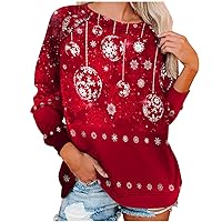 TUNUSKAT Holiday Sweater Womens Christmas Fashion Santa Print Long Sleeve Sweatshirt Pullover Loose Xmas Holiday Tunic Top
