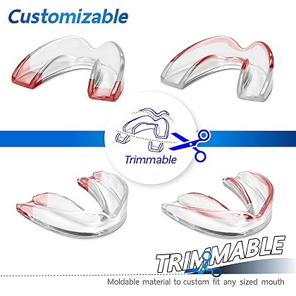LORIOUS Mouthguard - One Size Fits All Premium Set of 6 BPA Free Moldable, Customizable and Trimmable Medical Grade Mouth Guard for Grinding Teeth Clenching Bruxism, Sport Athletic, Whitening Tray