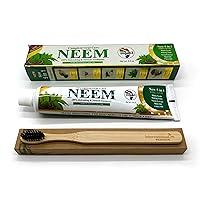 Organic 5 in 1 Fluoride Free Toothpaste Bundle with Bamboo Toothbrush (Neem)