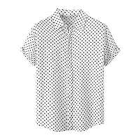 Men's 2024 Cotton Short Sleeve Shirts Casual Lightweight Button Down Shirts Vacation Beach Summer Tops