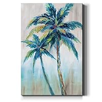 Renditions Gallery Canvas Nature Artwork for Home Green Blue Palm Trees Rustic Abstract Paintings for Bedroom Living Room Office Walls - 24
