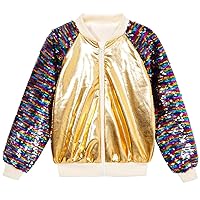 Boys Sequin Jackets Flip Sparkle Sleeve Bomber Varsity Kids Glitter Birthday Jacket Coat Leather Shiny Boy Clothes