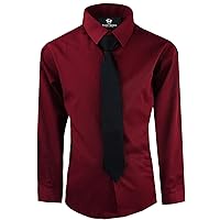 Black n Bianco Boys' Elite Button Down Long Sleeve Dress Shirt with Tie