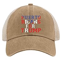 Puerto Ricans for Trump Hats for Mens Baseball Caps Cool Washed Ball Caps Quick Dry