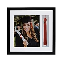 Americanflat 13x13 Graduation Frame in Black with 2 Opening Mats - Use as 8x10 Picture Frame and Tassel Holder - Square Frame with Tempered Shatter-Resistant Glass - Includes 2 Sawtooth Hangers