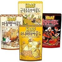 [Official Gilim HBAF] Korean Seasoned Almonds 4 Flavors Gift Party Pack Mix (Baked Corn, 1 X 190g, Garlic Bread, 1 x 190g, Hot & Spicy, 1 x 190g, 1 Honey Butter, 1 x 190g)