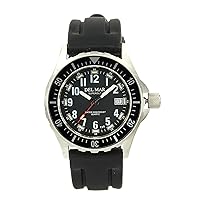 Del Mar 50254 49.5mm Stainless Steel Quartz Watch w/Silicone Band in Black with a Black dial