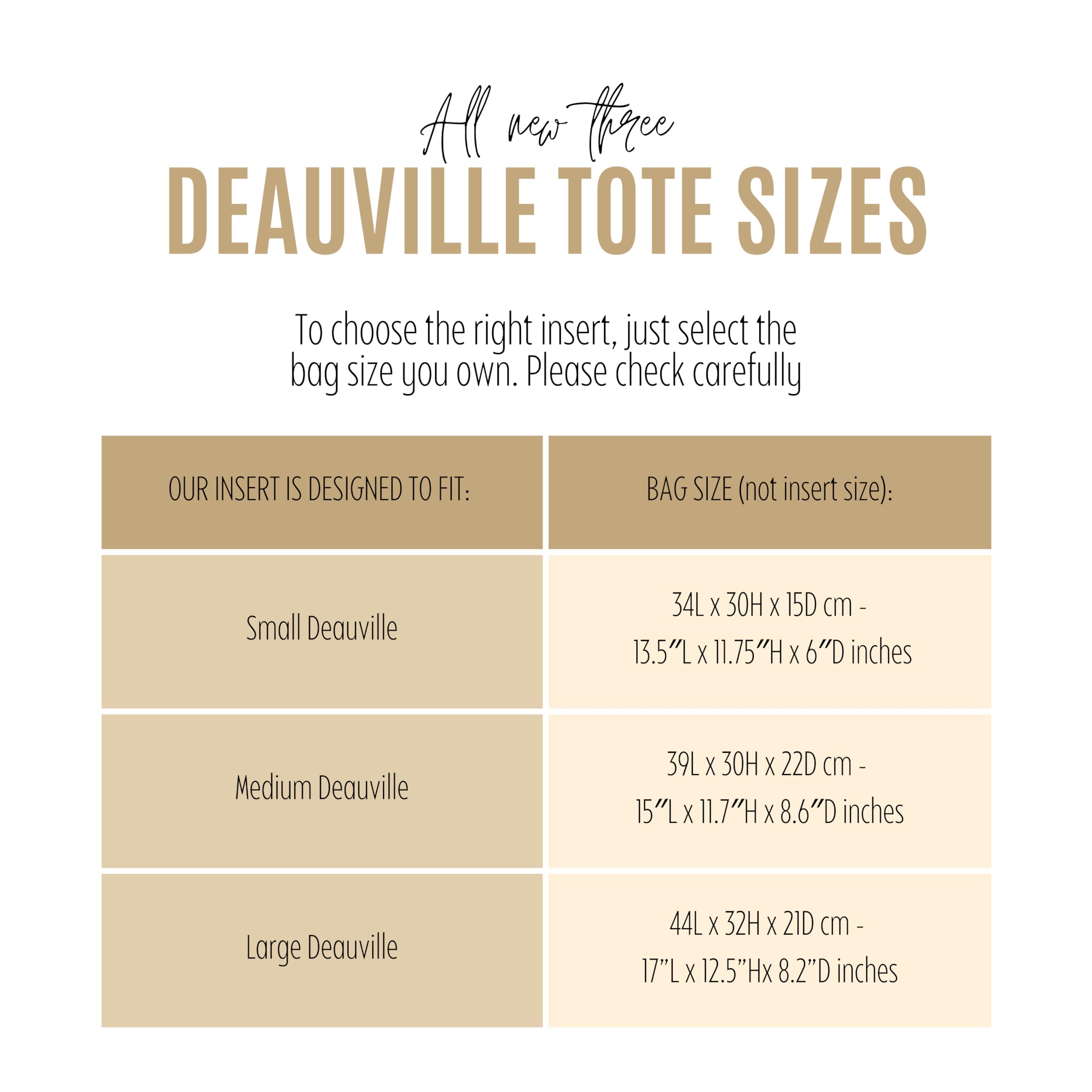Purse Organizer for Chanel Deauville Tote Bag Organizer Large, Medium Deauville Tote Bag Insert New Small, Handmade 2mm Thick Premium Felt Gold Zipper (For Medium Deauville, Tea)