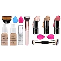 PHOERA Foundation,PHOERA Makeup for Women,3 Pcs Cream Contour Stick Makeup Kit, Shades with Highlighter Stick, Blush Stick and Bronzer Contour Stick for Sculpt the Cheeks
