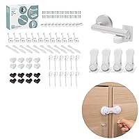 Inaya Baby Proofing Bundle - 50pc Complete Child Safety Kit with 4pc Door Lever Locks and 6pc Cabinet Locks, Child Proof Lever Door Handle, Baby proofing Door Handles