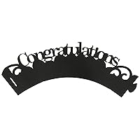 Congratulations Cupcake Wrappers, Set of 12 (Black)