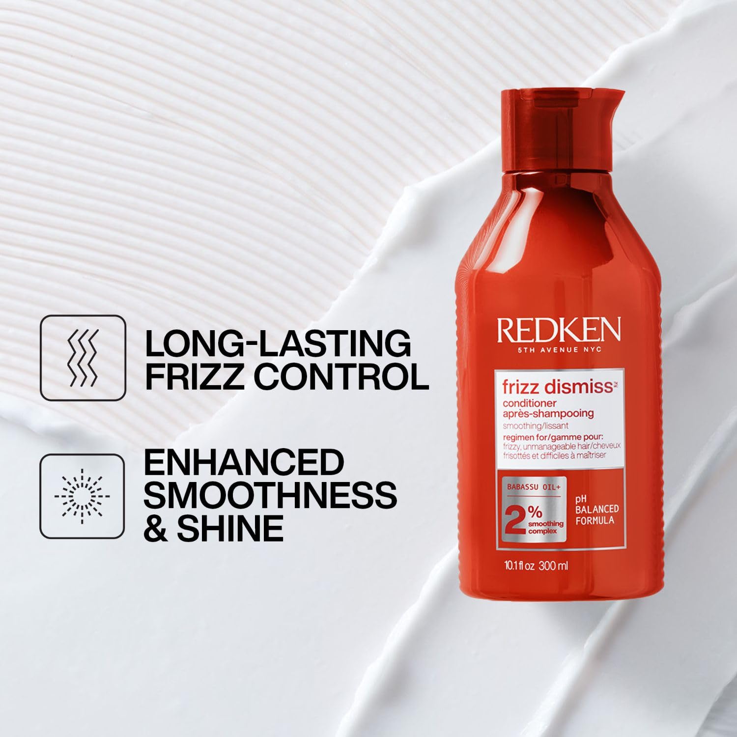 Redken Frizz Dismiss Conditioner | Weightless Frizz Control | Anti Frizz for Smoother Hair | Moisturize and Smooth | Provides Soft, Silky Hair | For Frizzy Hair | Sulfate-Free