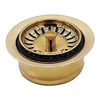 Westbrass D2082S-01 Extra-Deep Waste Disposal Flange & Strainer, Polished Brass