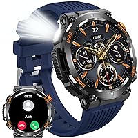 Military Smart Watch for Men with LED Flashlight (Make/Answer Call) 1.46