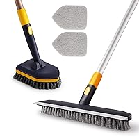 Yocada Floor Scrub Brush Tub Tile Scrubber Brush Set Telescopic Handle 2 in 1 for Cleaning Bathroom Kitchen Toilet Wall Tub Tile Sink Non-Scratch