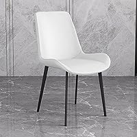 Dining Chairs Retro Faux Leather Leisure Chairs with Upholstered Seat Metal Legs Curved Backrest Kitchen Corner Chair for Home Kitchen Living Room/C