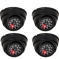 VideoSecu 4 Pack Dome Dummy Fake Infrared IR CCTV Surveillance Security Cameras Imitation Simulated Blinking LED with Security Warning Stickers C4B